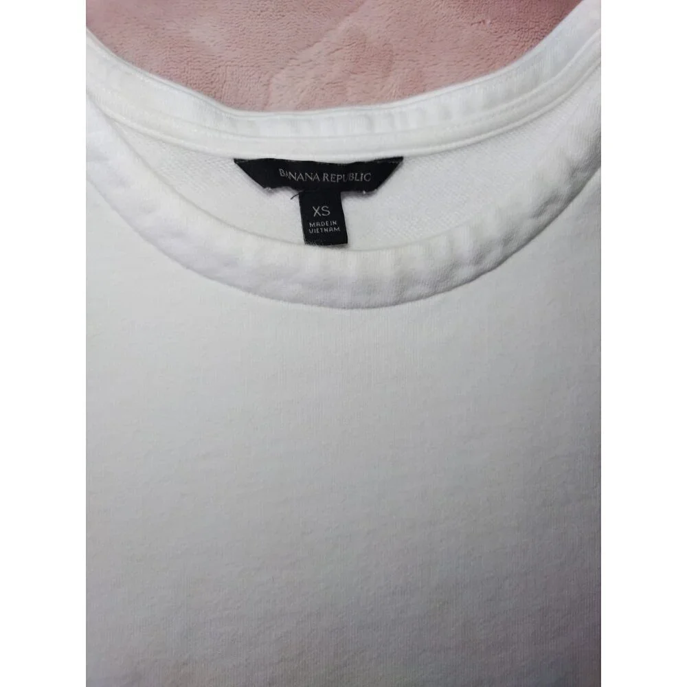 BANANA REPUBLIC, cotton sweater, with design on the sleeves, for women, White XS